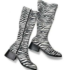 Zebra Print Knee High Boots SZ 12 - worn